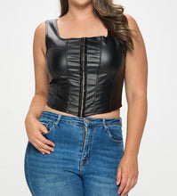 Load image into Gallery viewer, PU Leather Hook and Eye Corset Top
