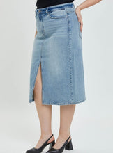 Load image into Gallery viewer, Front Slit Midi Denim Skirt
