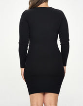 Load image into Gallery viewer, Ribbed Cutout Long Sleeve Sweater Dress
