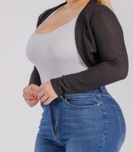 Load image into Gallery viewer, Rib crop long sleeve shrug bolero
