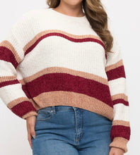 Load image into Gallery viewer, Chenille color block pullover sweater top
