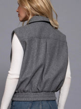 Load image into Gallery viewer, Notched Collar Soft Felt Zip Up Vest

