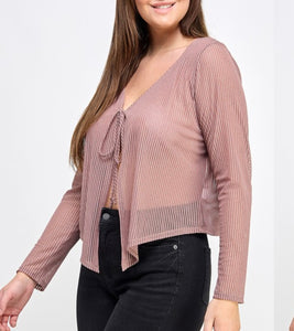 Sparkle zigzag mesh hanky hem cardigan