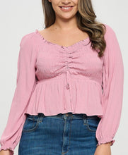 Load image into Gallery viewer, Ruched front ruffle trim top
