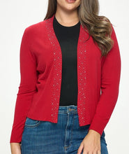 Load image into Gallery viewer, Rhinestone Trim Open Front Cardigan
