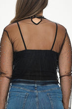 Load image into Gallery viewer, Rhinestone Sheer Mesh High Neck Top
