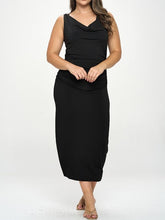 Load image into Gallery viewer, Cowl Neck Ruched Midi Dress
