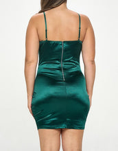 Load image into Gallery viewer, Satin Rhinestone Studded Mesh Corset Dress

