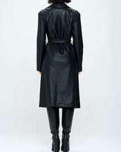 Load image into Gallery viewer, Faux Leather Notched Trench Coat
