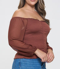 Load image into Gallery viewer, Mesh Sleeve Drawstring Ruched Top
