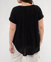 Load image into Gallery viewer, Split Round Neck Rolled Short Sleeve Top
