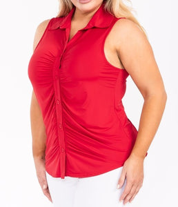Collared Button Down Sleeveless Top
