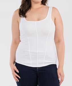 Seamless Square Neck Fitted Corset Detail Tank Top