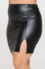 Load image into Gallery viewer, PU Leather Side Slit Mini Skirt
