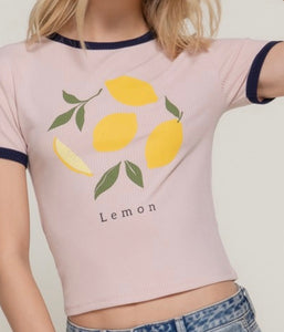 Fruit print ringer top