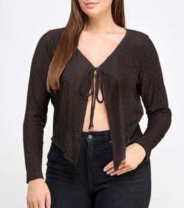 Sparkle zigzag mesh hanky hem cardigan