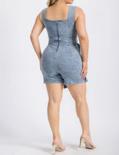 Load image into Gallery viewer, Square neck asymmetric skort romper
