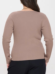 Henley sweater long sleeve knit top