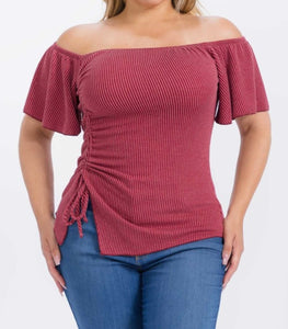 Urban rib off shoulder top