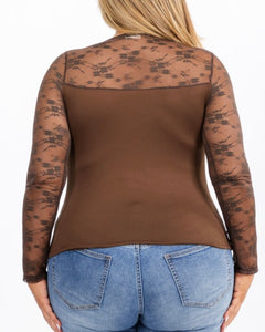 Lace detail long sleeve top