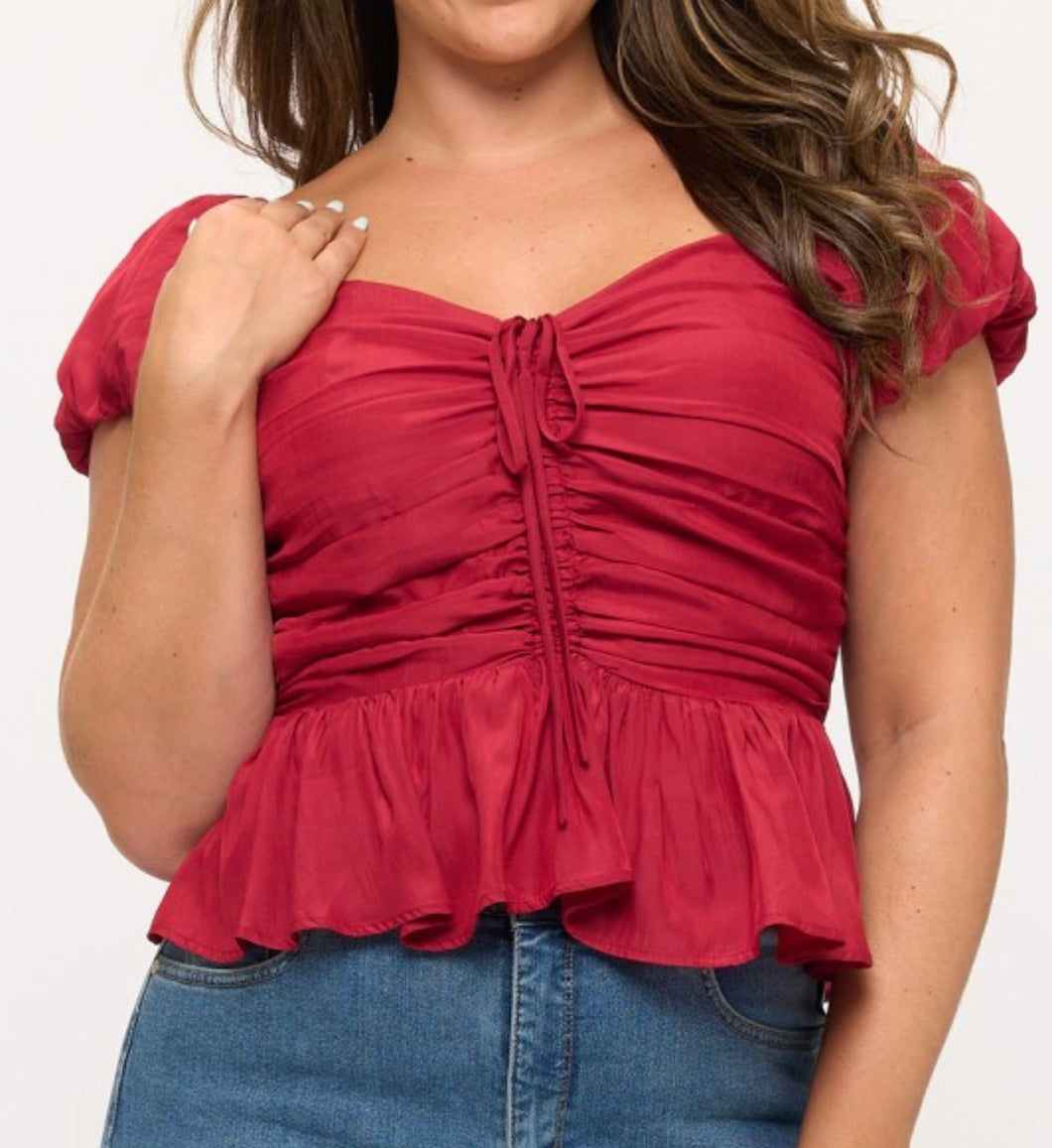 Ruched peplum blouse