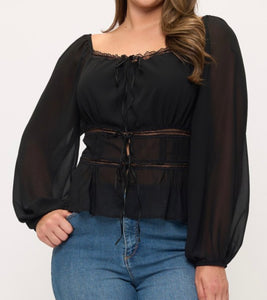 Smocked back long sleeve top