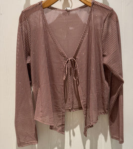 Sparkle zigzag mesh hanky hem cardigan