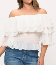 Load image into Gallery viewer, Chiffon ruffle off shoulder top
