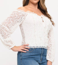 Load image into Gallery viewer, Stretch Lace Off Shoulder Top
