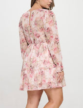 Load image into Gallery viewer, Floral chiffon ruffle hem mini dress
