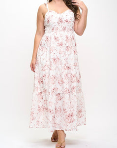 Tie strap floral print maxi dress