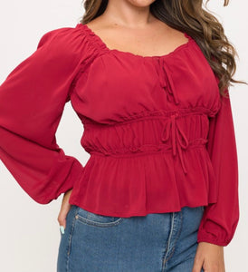 Ruched peasant blouse