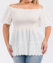 Load image into Gallery viewer, Off shoulder eyelet top
