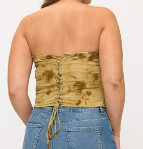 Lace up corset tube top