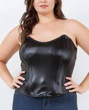 Load image into Gallery viewer, Faux leather corset bustier top
