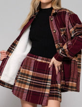 Load image into Gallery viewer, Inner faux fur brushed plaid jacket
