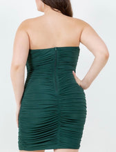 Load image into Gallery viewer, Ruched rhinestones center tube dress
