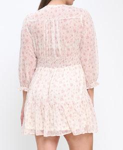 Floral print fit and flare mini dress