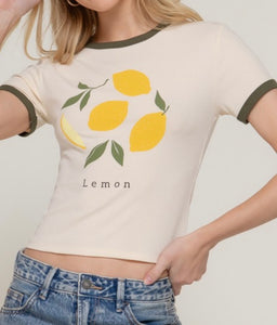 Fruit print ringer top