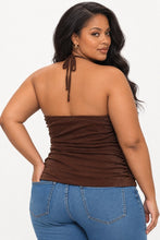 Load image into Gallery viewer, Plus Metallic Ruched Halter Top
