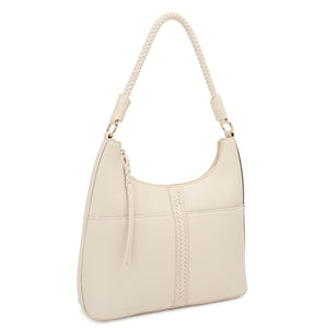 Curved smooth zipper shoulder hobo bag