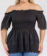 Load image into Gallery viewer, Off shoulder eyelet top
