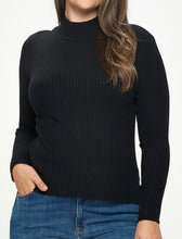 Load image into Gallery viewer, Solid mock neck ribbed knit top
