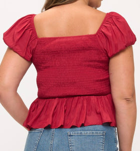 Ruched peplum blouse