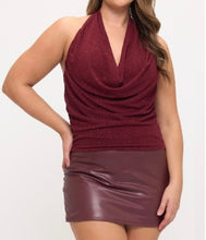 Load image into Gallery viewer, Glitter Cowl Halter Neck Tank Top
