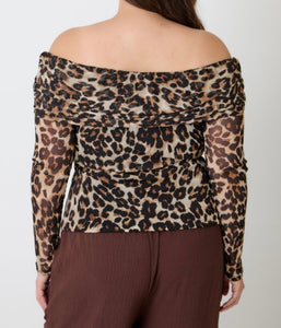 Leopard print off shoulder top
