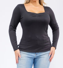 Load image into Gallery viewer, Square neck ruched front long sleeve top
