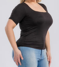 Load image into Gallery viewer, Solid square neckline short sleeve top
