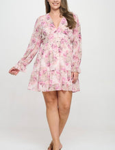 Load image into Gallery viewer, Floral chiffon ruffle hem mini dress
