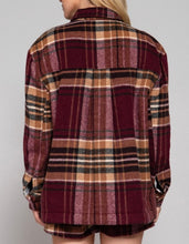 Load image into Gallery viewer, Inner faux fur brushed plaid jacket
